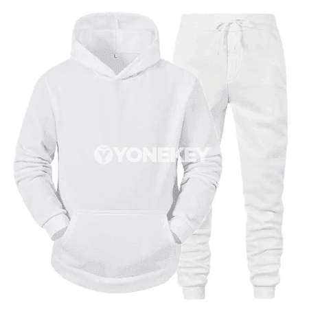 Erkekler üçin kapýuşonly sport kostýumy, ýyly hoodie we balak toplumy