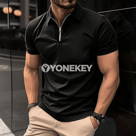 Erkekler üçin zipperli polo futbolka — tomusky rahat model