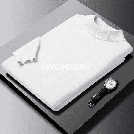 Erkekler üçin ýyladyş uzyn ýeňli switer, ýarym boýly, gündelik stil