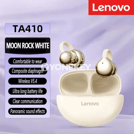 Lenovo TA410 simsiz TWS gulak içi nauşnikler, HD ses we güýçli batareýa