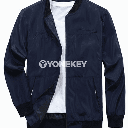 Erkekler üçin ýaz- güýz ýeňil ziperli stend-ýakaly jaket