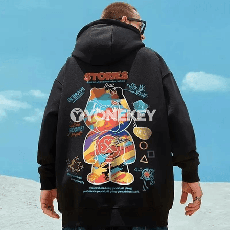 Erkekler üçin giň kesimli kapýuşonly hudi, M-8XL