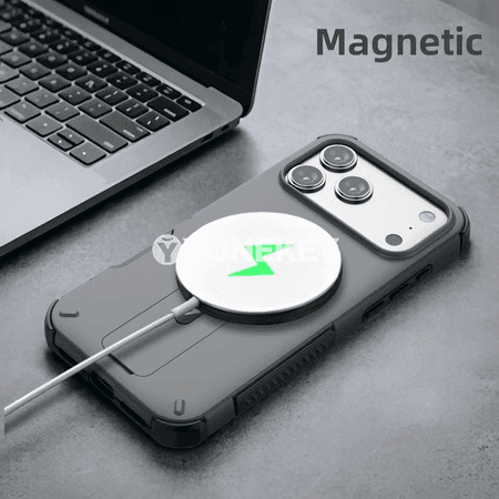 iPhone üçin luks magnitli berk gaby, bukulýan stendli