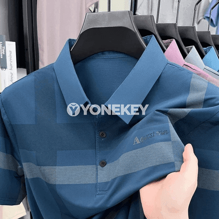 Erkekler üçin ýazky polotka, geometriýa çyzykly, ýeňil we howa geçiriji