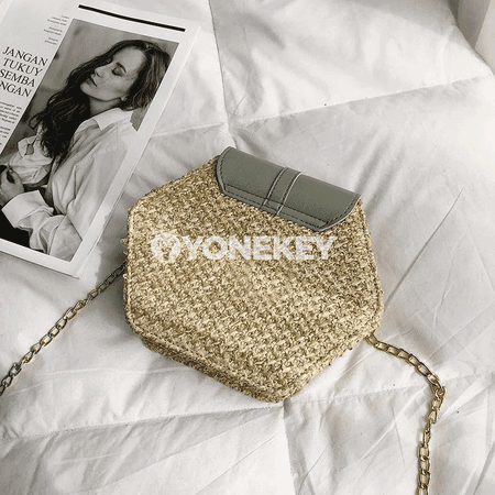 Aýallar üçin hexagon boho otly sumka, elde dokalan tomus modeli