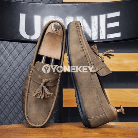 Erkekler üçin zamana laýyk zamşa loafers, rahat gündelik köwüşler