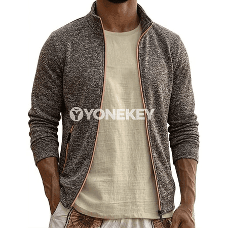 Erkekler üçin fermuarly ýyly sviter, ýumşak fleece penjek