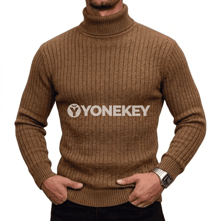 Erkekler üçin balakly boýunly ýyly örülen switer