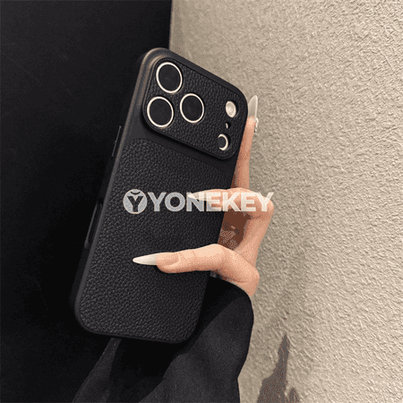 iPhone 11-17 üçin lychee gurluşly kämil goragly telefon gapagy