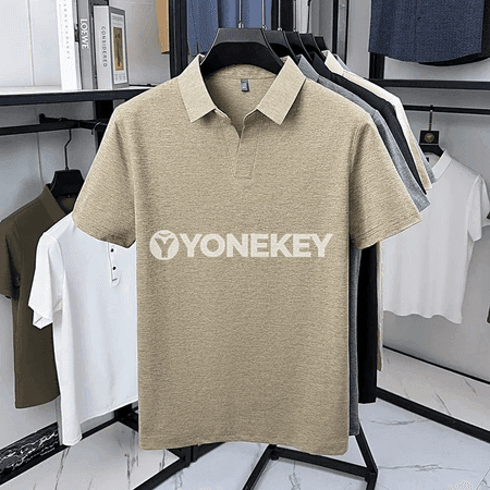 Erkekler üçin ýeňil, dem alýan gysga ýeňli polo köýnek