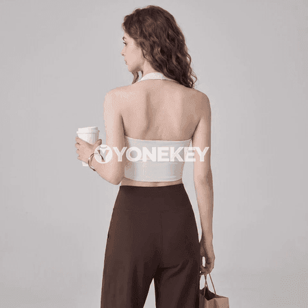 Aýallar üçin arka açyk sport bra, yoga we fitnes üçin