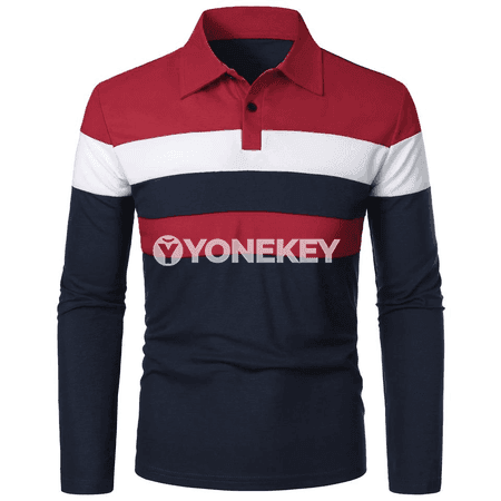 Erkekler üçin zolakly uzyn ýeňli köýnek, gündelik stil