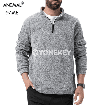 Erkekler üçin zipli ýeňil sweatshirt, bir reňkli, dik ýaka