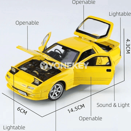 1:32 Mazda RX-7 metal model awtoulag, sesli we ýagtylykly