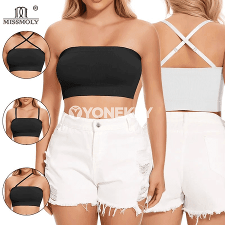 Aýal-gyzlar üçin gaýyşsyz bandeau bra, çykarylýan gaýyşly