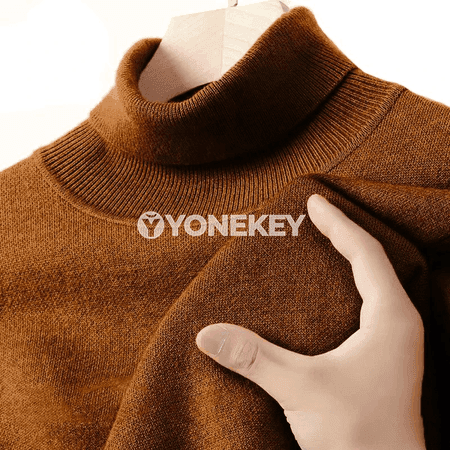 Erkekler üçin ýyly ýokary boýunly switer, uzyn ýeňli