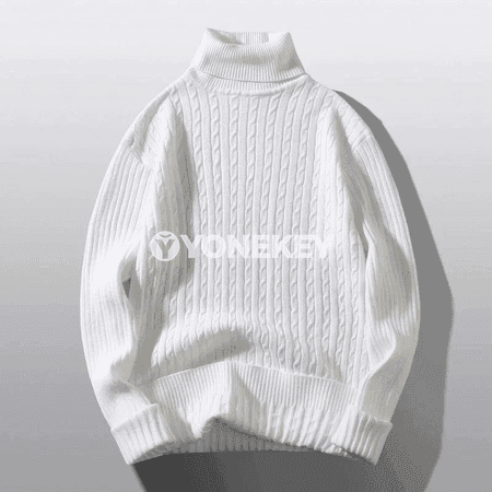 Erkekler üçin gyş ýyly turtleneck switer, slim fit, uzyn ýeňli
