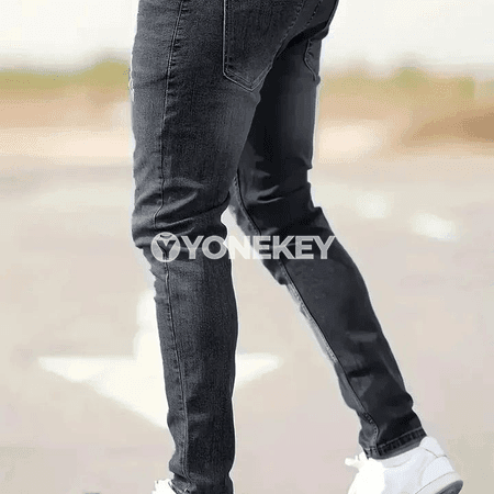 Erkekler üçin slim fit elastik jeans, dar kesim gündelik balak