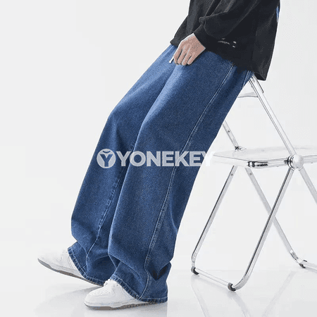 Erkekler üçin giň kesimli moda jeans, 3XL çenli