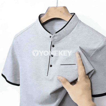 Erkekler üçin ýeňil ýaşyl gysga ýeňli polo köýnek, jübili