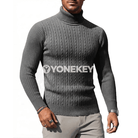 Erkekler üçin ýyly boýunly switer, gündelik uzyn ýeňli giň model