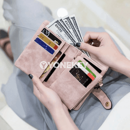 Zenanlar üçin döwrebap tri-fold pul gapjygy, telefonly kiçi sumka