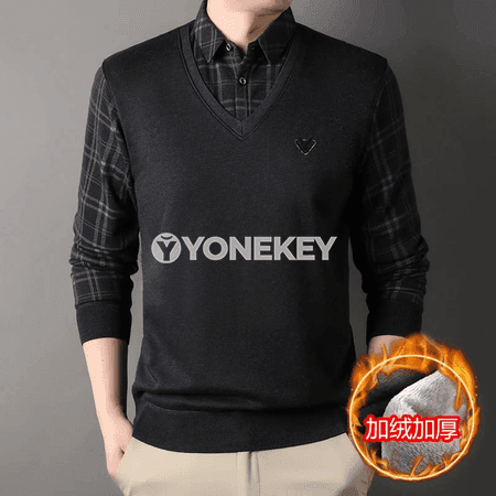 Erkekler üçin ýyly iki gatly ýyly switer köýnek, fleece, ýazlyk-güýzlik