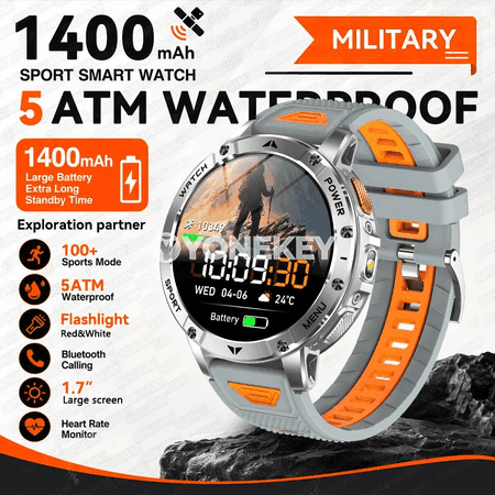 1400mAh batareýaly sport akylly sagat, 1.7" ekran, 5ATM
