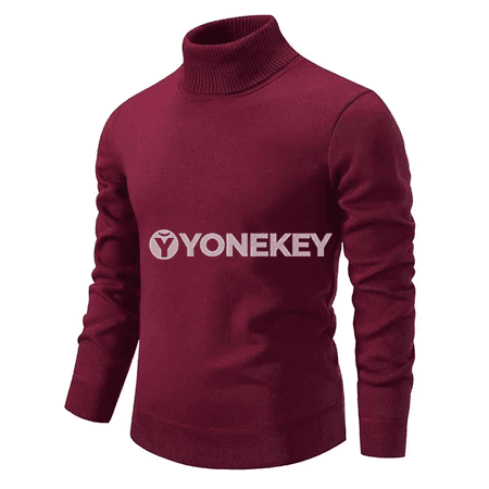 Erkekler üçin ýyly turtlenek switer, örülen, galyň we rahat