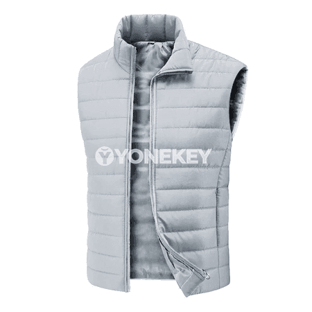 Erkekler üçin ýeňil ýyly gapjykly vest-jaket, fermuarly