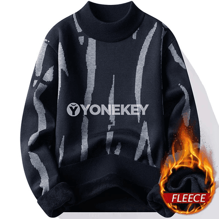 Erkekler üçin ýyly trikotaž sviter, fleece astarly, güýz-gyş modeli