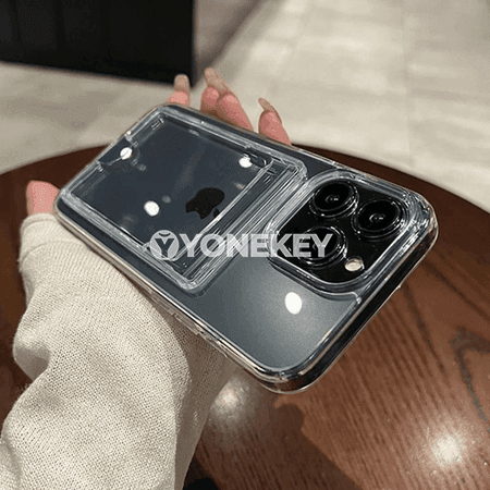 iPhone üçin açyk karta jübi funda, kartoçka saklaýjy bilen
