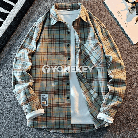 Erkekler üçin ýyly flanel köýnek, klassiki gündelik stil