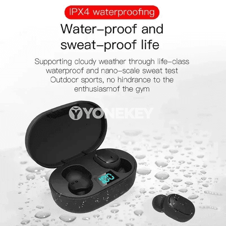 E6S TWS Simsiz Bluetooth Gulaklyklar, Mikrofonly, Ak/Gara