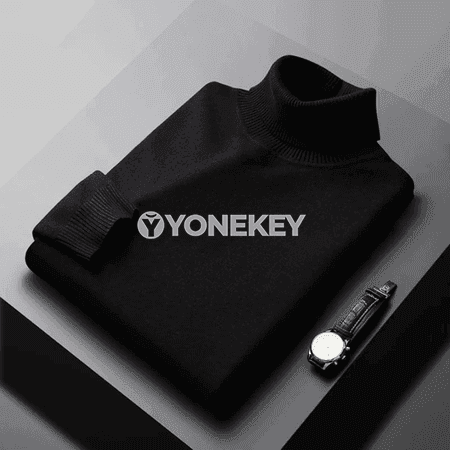 Erkekler üçin ýyly turtleneck sviter, tekiz reňkli uzyn ýeňli