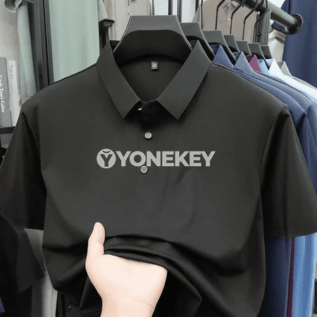 Erkekler üçin bir reňkli ýeňil polo köýnek, dem alýan, gündelik we iş üçin