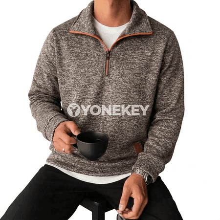 Erkekler üçin ýarym zipli sport köýnegi, rahat, ýeňil we ýyly model