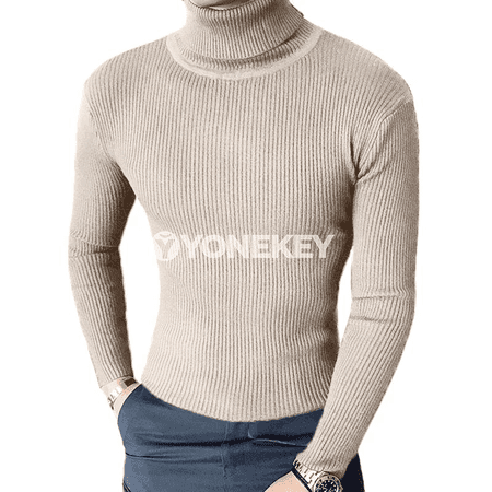 Erkekler üçin turtlenek ýeňli trikotaž sviter, rahat we ýyly