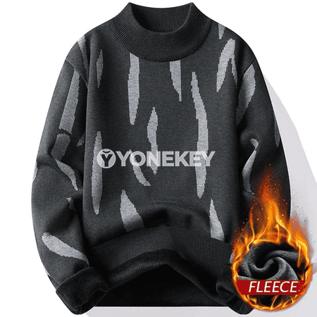 Erkekler üçin ýyly trikotaž sviter, fleece astarly, güýz-gyş modeli