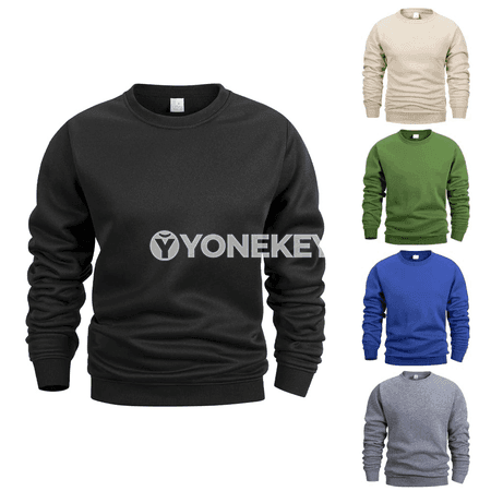 Erkekler üçin ýeňil sweatshirt, tegelek boýun, gündelik stil