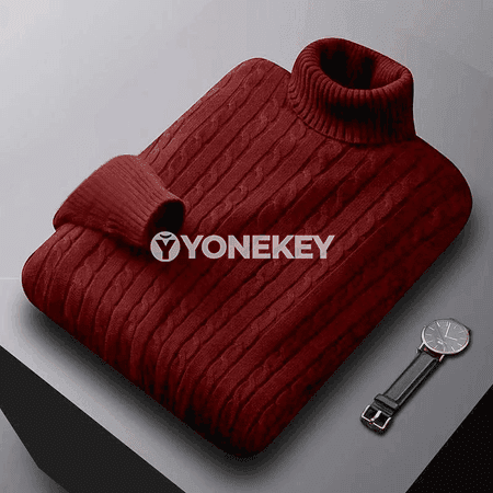Erkekler üçin gyş ýyly trikotaž turtlenek switer, galyň pulower