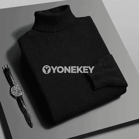 Erkekler üçin gyş örme balakly golça, boýunly ýyly switer