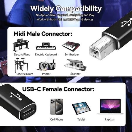 Type-C — USB-B adapter, MacBook we saz gurallary üçin