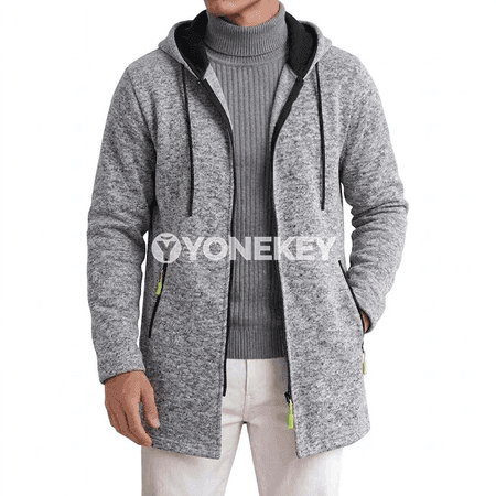 Erkekler üçin ýyly zipli kapüşonly hoodie jaket
