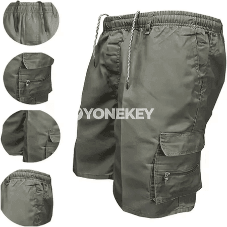 Erkekler üçin ýeňil cargo şortikler, tomusky rahat model