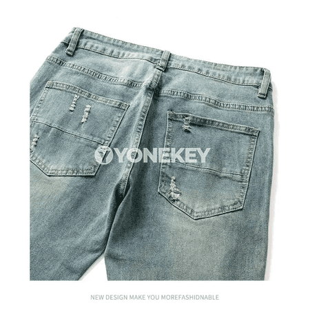 Erkekler üçin gönü kesimli denim jeans balaklar, gündelik stil