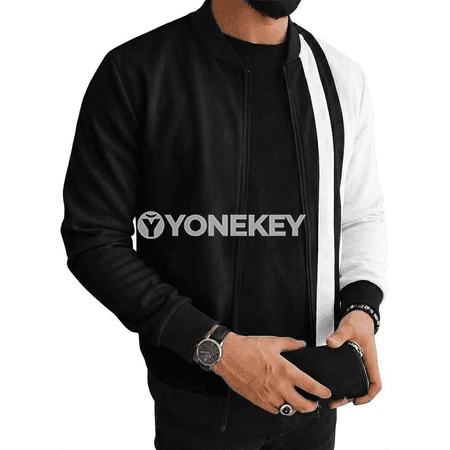 Erkekler üçin ýaz/gyş bomber görnüşli ýeňil kurtka, doly zipli