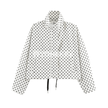 Zenanlar üçin nokatly stend boýunly ýeňil jaket, giň kesimli