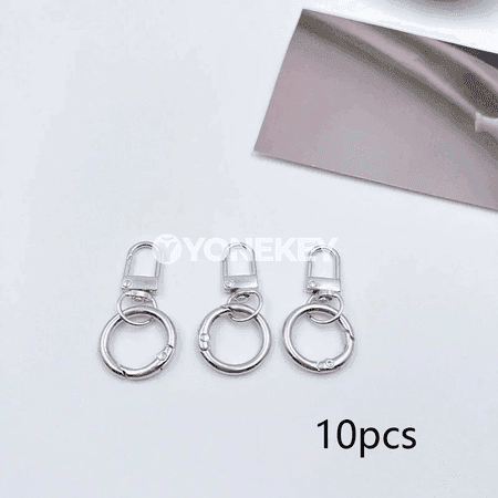 10 sany metal açar halkasy we krapany – DIY üçin brelok aksessuary