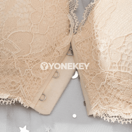 Aýallar üçin öňden açylýan dantelli bra, 3PCS, uly ululyklar üçin rahat
